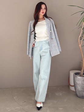 「MERCURYDUO（マーキュリーデュオ）のアイテム（テーラードジャケット）」を使った、mikaさん（レディース・155cm）の冬コーディネート