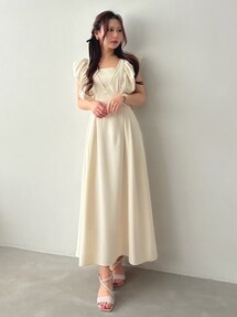 リネンライクバックレースアップワンピース｜マーキュリーデュオ