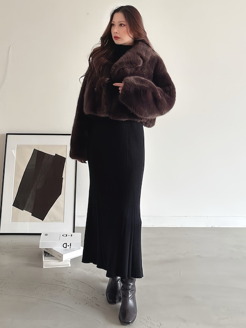 異素材ドッキングラッフルニットワンピース（ワンピース）｜MERCURYDUO