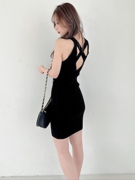 「RESEXXY（リゼクシー）のキルティングチェーンバッグ（ショルダーバッグ）」を使った、mikaさん（レディース・155cm）の夏コーディネート