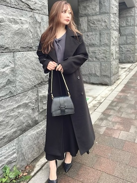 「RESEXXY（リゼクシー）のウールライクトレンチコート（トレンチコート）」を使った、mikaさん（レディース・155cm）の冬コーディネート