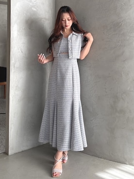 「MERCURYDUO（マーキュリーデュオ）のアイテム（その他アウター）」を使った、mikaさん（レディース・155cm）の冬コーディネート