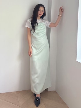 「MERCURYDUO（マーキュリーデュオ）のアイテム（Tシャツ/カットソー）」を使った、mikaさん（レディース・155cm）の夏コーディネート