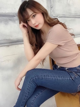 mikaさんの「3連ボタンスキニーデニム」を使ったコーディネート