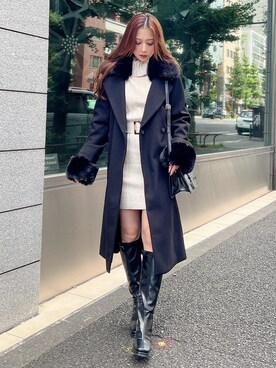 「RESEXXY（リゼクシー）のアイテム（チェスターコート）」を使った、mikaさん（レディース・155cm）の秋コーディネート