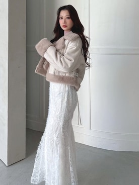 「アイテム（ムートンコート）」を使った、mikaさん（レディース・155cm）の冬コーディネート