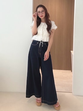 「MERCURYDUO（マーキュリーデュオ）のアイテム（パンツ）」を使った、mikaさん（レディース・155cm）の夏コーディネート