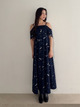 「MERCURYDUO（マーキュリーデュオ）のアイテム（ブーツ）」を使った、mikaさん（レディース・155cm）の夏コーディネート