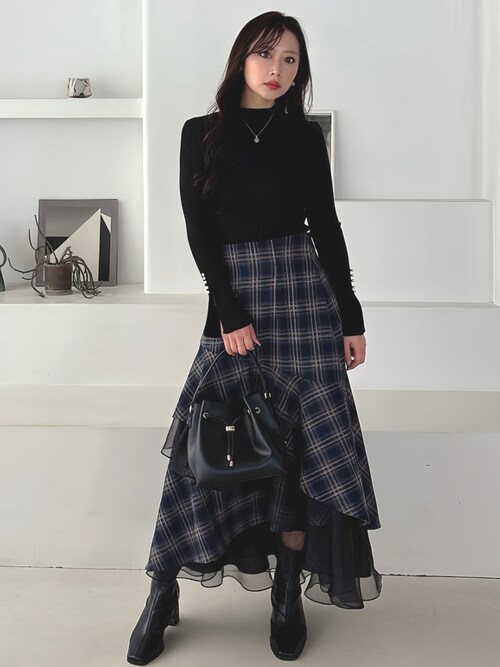 マーキュリーデュオ　異素材使いティアードスカート　M マーキュリーデュオ 異素材使いティアードスカート M マーキュリー