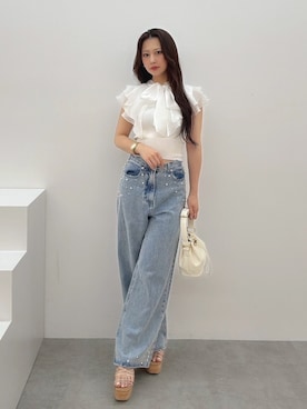 「MERCURYDUO（マーキュリーデュオ）のアイテム」を使った、mikaさん（レディース・155cm）の夏コーディネート