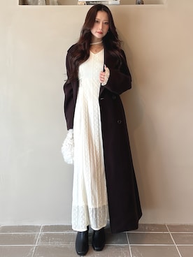 「アイテム（チェスターコート）」を使った、mikaさん（レディース・155cm）の秋コーディネート