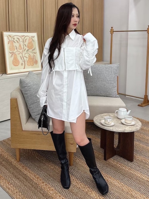 シャーリングZIPビスチェセットシャツ（シャツ/ブラウス）｜MERCURYDUO