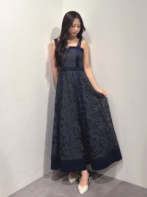 コード刺繍バックレースキャミワンピース｜マーキュリーデュオ