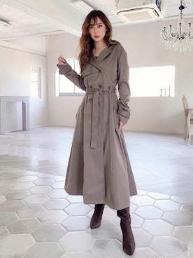 「アイテム（その他アウター、ブラウン系）」を使った、mikaさん（レディース・155cm）の秋コーディネート