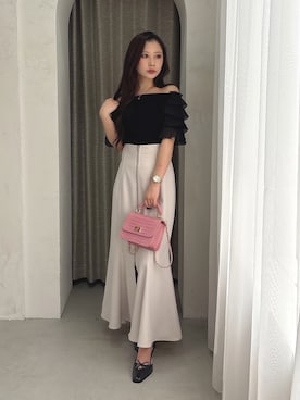 「MERCURYDUO（マーキュリーデュオ）のアイテム（ニット/セーター）」を使った、mikaさん（レディース・155cm）の夏コーディネート
