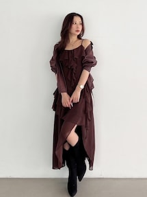 アウトレット価格 MERCURYDUO チェックラッフルティアードワンピース