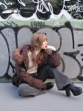 「LAFFMO（ラフモ）のアイテム」を使った、  まみゅーさん（レディース・153cm）の冬コーディネート