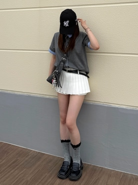 「BASICKS（ベイシックス）のアイテム（キャップ）」を使った、Kiyoさん（レディース・156cm）の夏コーディネート