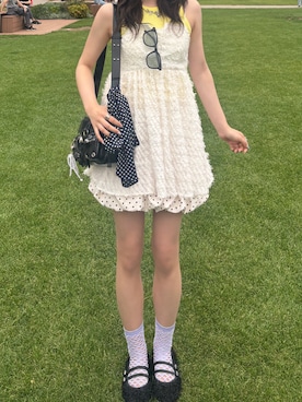 「SLY（スライ）のアイテム」を使った、Kiyoさん（レディース・156cm）の夏コーディネート