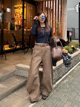 「アイテム（バッグ）」を使った、Kiyoさん（レディース・156cm）の春コーディネート