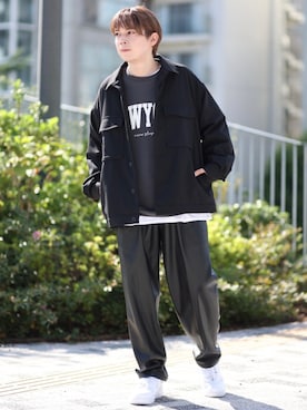「JUNRED（ジュンレッド）のファイヤーストレッチCPOブルゾン（ブルゾン）」を使った、EIJIさん（メンズ・173cm）の秋コーディネート