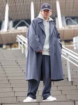 「JUNRED（ジュンレッド）のアイテム（トレンチコート）」を使った、EIJIさん（メンズ・173cm）の冬コーディネート