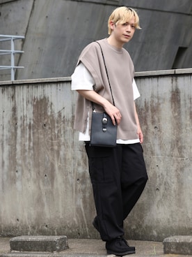 「JUNRED（ジュンレッド）のアイテム（ベスト）」を使った、EIJIさん（メンズ・173cm）の夏コーディネート