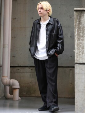 「秋トレンド2021」｜「アイテム（ブルゾン）」を使った、EIJIさん（メンズ・173cm）の夏コーディネート