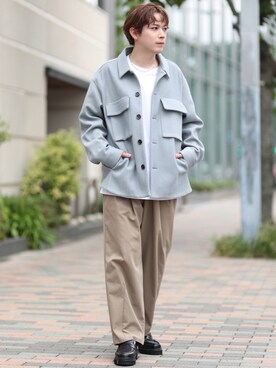 「JUNRED（ジュンレッド）のアイテム（チノパンツ）」を使った、EIJIさん（メンズ・173cm）の秋コーディネート