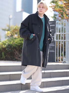 「JUNRED（ジュンレッド）のアイテム（モッズコート）」を使った、EIJIさん（メンズ・173cm）の秋コーディネート