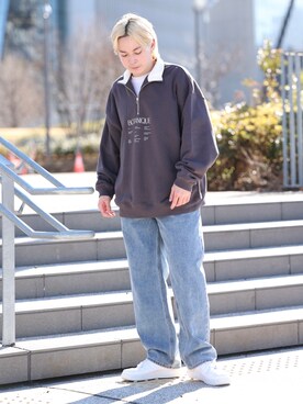 「re_k by JUNRED（レクバイジュンレッド）のアイテム（デニムパンツ）」を使った、EIJIさん（メンズ・173cm）の冬コーディネート