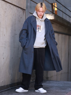 「JUNRED（ジュンレッド）のアイテム（トレンチコート）」を使った、EIJIさん（メンズ・173cm）の冬コーディネート