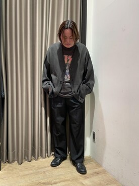 「JUNRED（ジュンレッド）のアイテム（カーディガン/ボレロ）」を使った、EIJIさん（メンズ・173cm）の春コーディネート