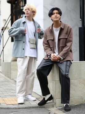 「JUNRED（ジュンレッド）のアイテム（チノパンツ）」を使った、EIJIさん（メンズ・173cm）の秋コーディネート