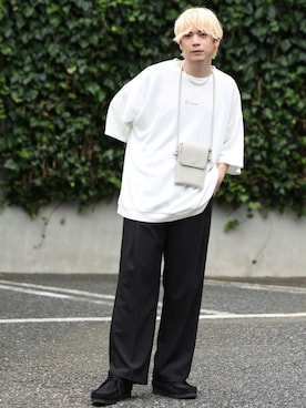 「JUNRED（ジュンレッド）のアイテム（バッグ）」を使った、EIJIさん（メンズ・173cm）の夏コーディネート