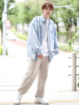 「JUNRED（ジュンレッド）のアイテム（スウェットパンツ）」を使った、EIJIさん（メンズ・173cm）の秋コーディネート