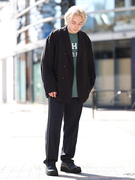 「JUNRED（ジュンレッド）のアイテム（シューズ）」を使った、EIJIさん（メンズ・173cm）の春コーディネート