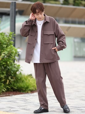 「JUNRED（ジュンレッド）のファイヤーストレッチCPOブルゾン（ブルゾン）」を使った、EIJIさん（メンズ・173cm）の秋コーディネート