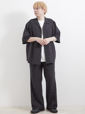 「JUNRED（ジュンレッド）のアイテム（ローファー）」を使った、EIJIさん（メンズ・173cm）の夏コーディネート