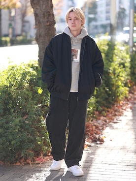 「JUNRED（ジュンレッド）のアイテム（MA-1）」を使った、EIJIさん（メンズ・173cm）の冬コーディネート
