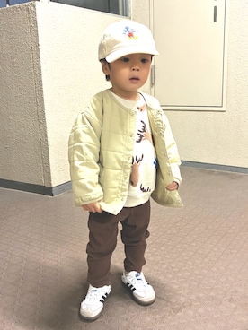 「adidas（アディダス）のサンバ OG キッズ / Samba OG Kids / アディダスオリジナルス adidas Originals（スニーカー）」を使った、mahaaa.ruさん（キッズ・90cm）の冬コーディネート