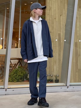 「JUNRED（ジュンレッド）のアイテム（スウェット）」を使った、カズヤさん（メンズ・170cm）の春コーディネート