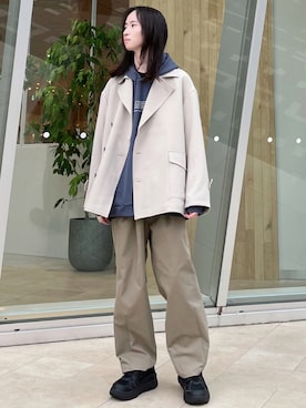 「JUNRED（ジュンレッド）のアイテム（チノパンツ）」を使った、カズヤさん（メンズ・170cm）の秋コーディネート