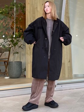 「JUNRED（ジュンレッド）のアイテム（モッズコート）」を使った、カズヤさん（メンズ・170cm）の冬コーディネート