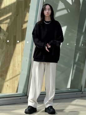 「JUNRED（ジュンレッド）のパールチェーンネックレス（ネックレス、シルバー系）」を使った、カズヤさん（メンズ・170cm）の秋コーディネート