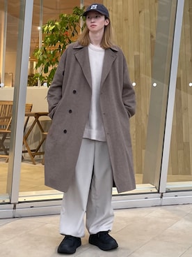 「JUNRED（ジュンレッド）のアイテム（トレンチコート）」を使った、カズヤさん（メンズ・170cm）の冬コーディネート