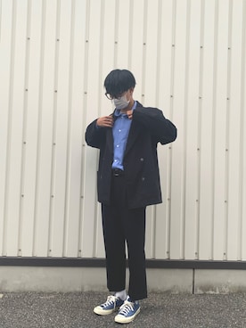 「remer（リメール）のアイテム（テーラードジャケット）」を使った、ソウタさん（メンズ・178cm）の冬コーディネート