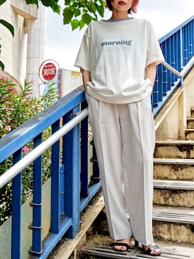 「PUBLUX（パブリュクス）のアイテム（スラックス）」を使った、PUBLUX　WOMENSさん（レディース・160cm）の夏コーディネート