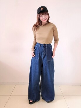 「クリスプ」｜「アイテム（キャップ）」を使った、パン粉さん（レディース・151cm）の夏コーディネート