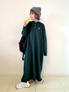 「ゆるカジ」｜「アイテム（ワンピース/ドレス）」を使った、パン粉さん（レディース・151cm）の秋コーディネート